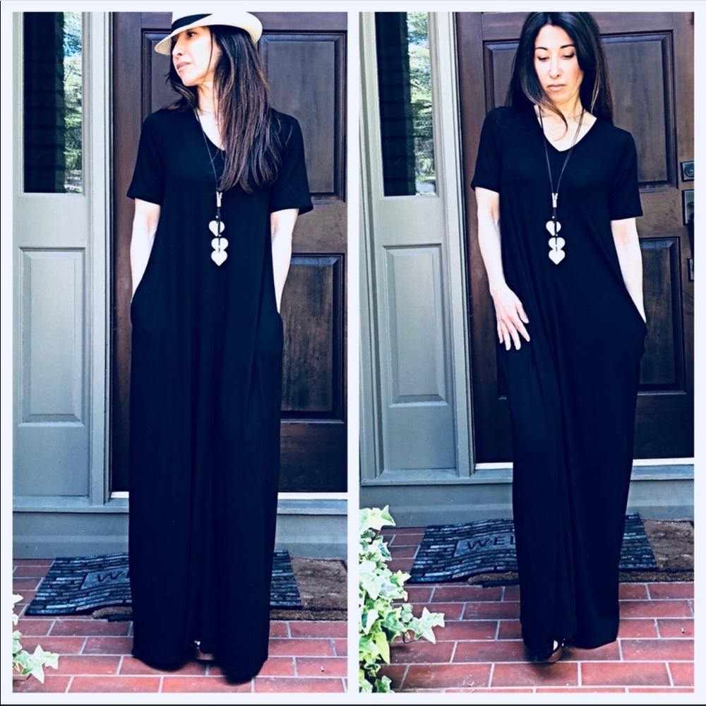 ✨RESTOCKED✨ V NECK LOOSE FIT MAXI DRESS POCKETS - Picture 2 of 6